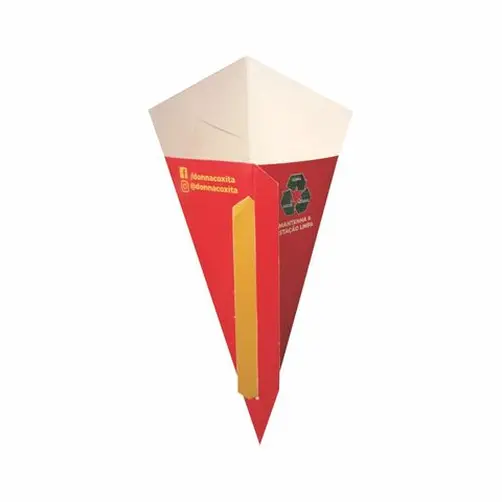 EMBALAGEM CONE COM SUPORTE PARA MOLHO 22CM PERSONALIZADA - 1000 UNID