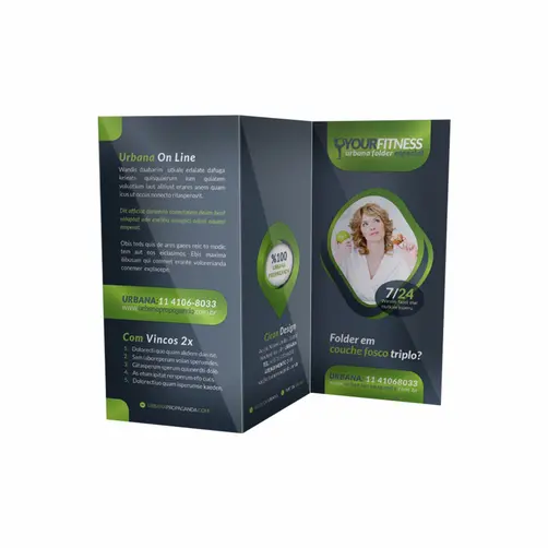 FOLDER PERSONALIZADO DUAS DOBRAS - COUCHÉ 170G - 10 UNID