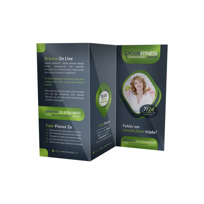 FOLDER PERSONALIZADO DUAS DOBRAS - COUCHÉ 170G - 10 UNID