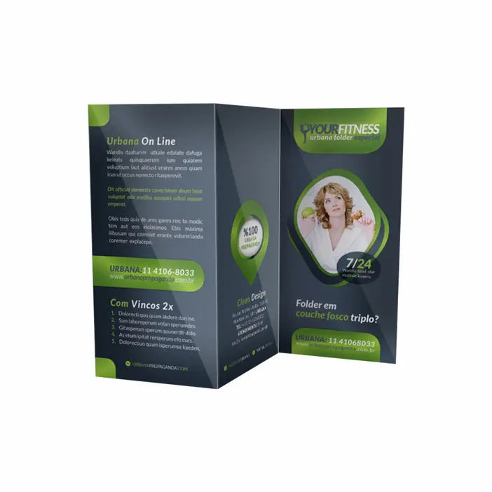 FOLDER PERSONALIZADO DUAS DOBRAS - COUCHÉ 170G - 10 UNID