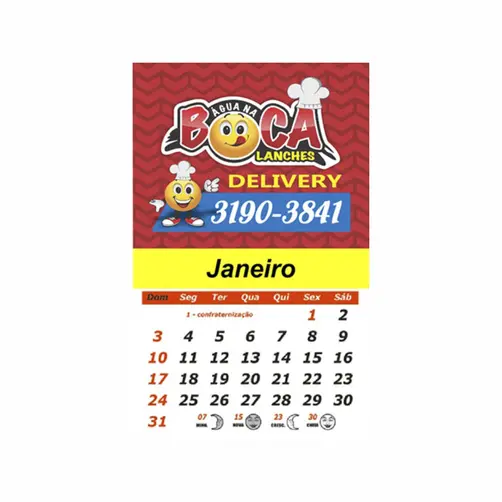 ÍMÃ DE GELADEIRA COM CALENDÁRIO PERSONALIZADO - 10 UNID