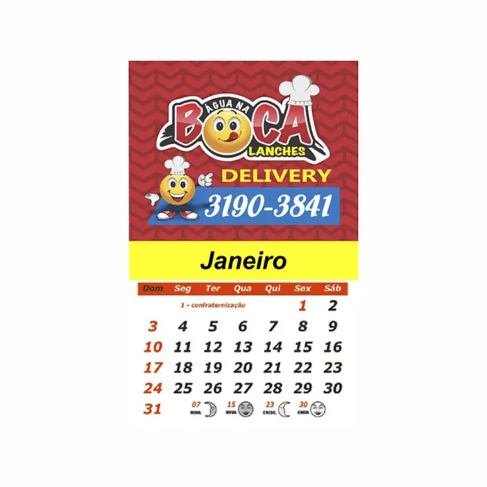 ÍMÃ DE GELADEIRA COM CALENDÁRIO PERSONALIZADO - 10 UNID
