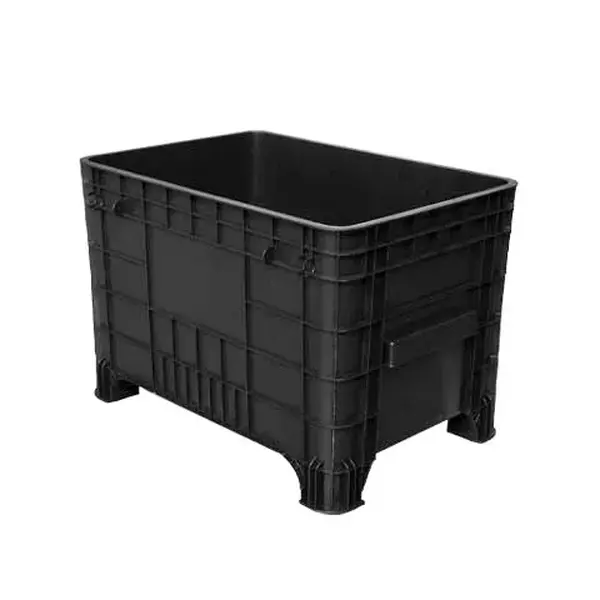 Caixa Plástica Gruplast  372 Litros Empilhável Sem Tampa Preta