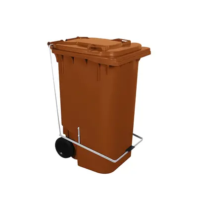 Contêiner de Lixo ou Lixeira 240 Litros Com Pedal Marrom