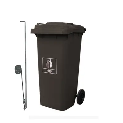 Carro Coletor de lixo Mod. Europeu 120 litros c/ Pedal - CINZA