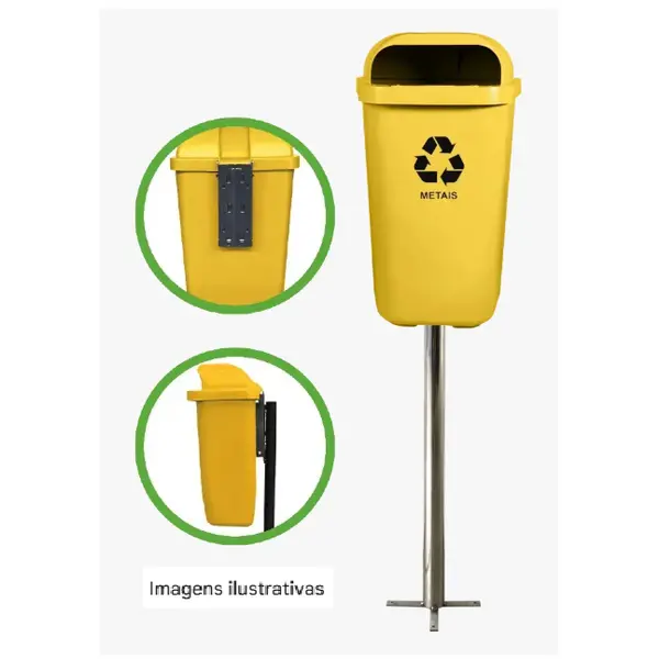 Lixeira Papeleira Gruplast Com Poste 50 Litros Cor: PRETO 