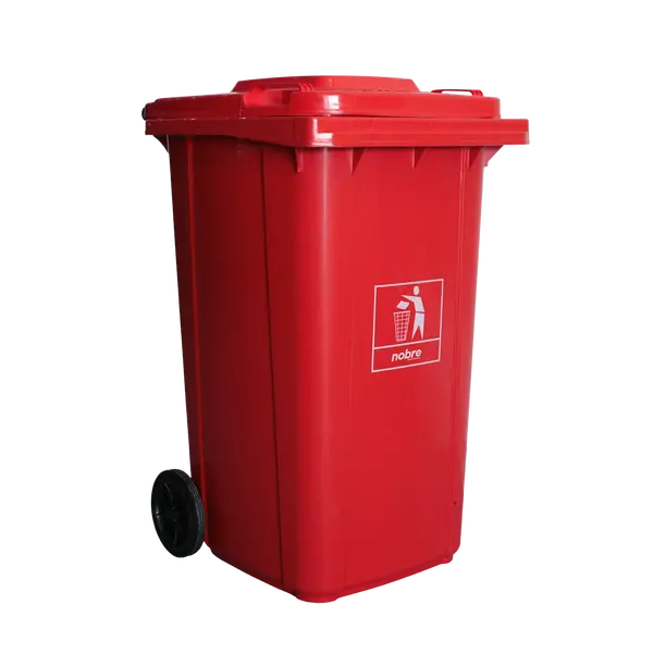 Coletora Plástica 240 Litros c/ rodas (mod. europeu) Nobre - Vermelho