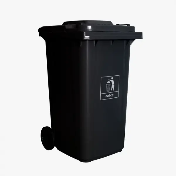 Coletora Plástica 240 Litros c/ rodas (mod. europeu) Nobre - Preto