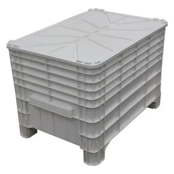 Caixa Plástica Gruplast  372 Litros Empilhável Sem Tampa Preta