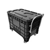 Carrinho Coletor Para Condominio 372 Litros Preta Com Puxador Frontal - imagem 3