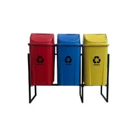 Conjunto coleta seletiva 60L com lixeiras - imagem 1