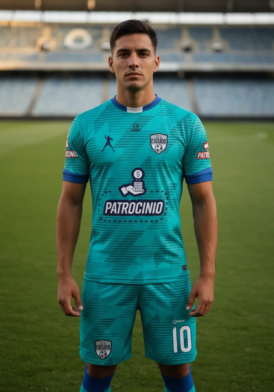 Uniforme de Futebol Personalizado Linha Maré — Kit Completo Turquesa