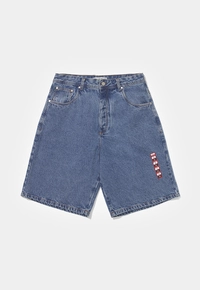 Bermuda PIET Brand New Shorts em Jeans Lavado com Estampa de Etiquetas - imagem 1