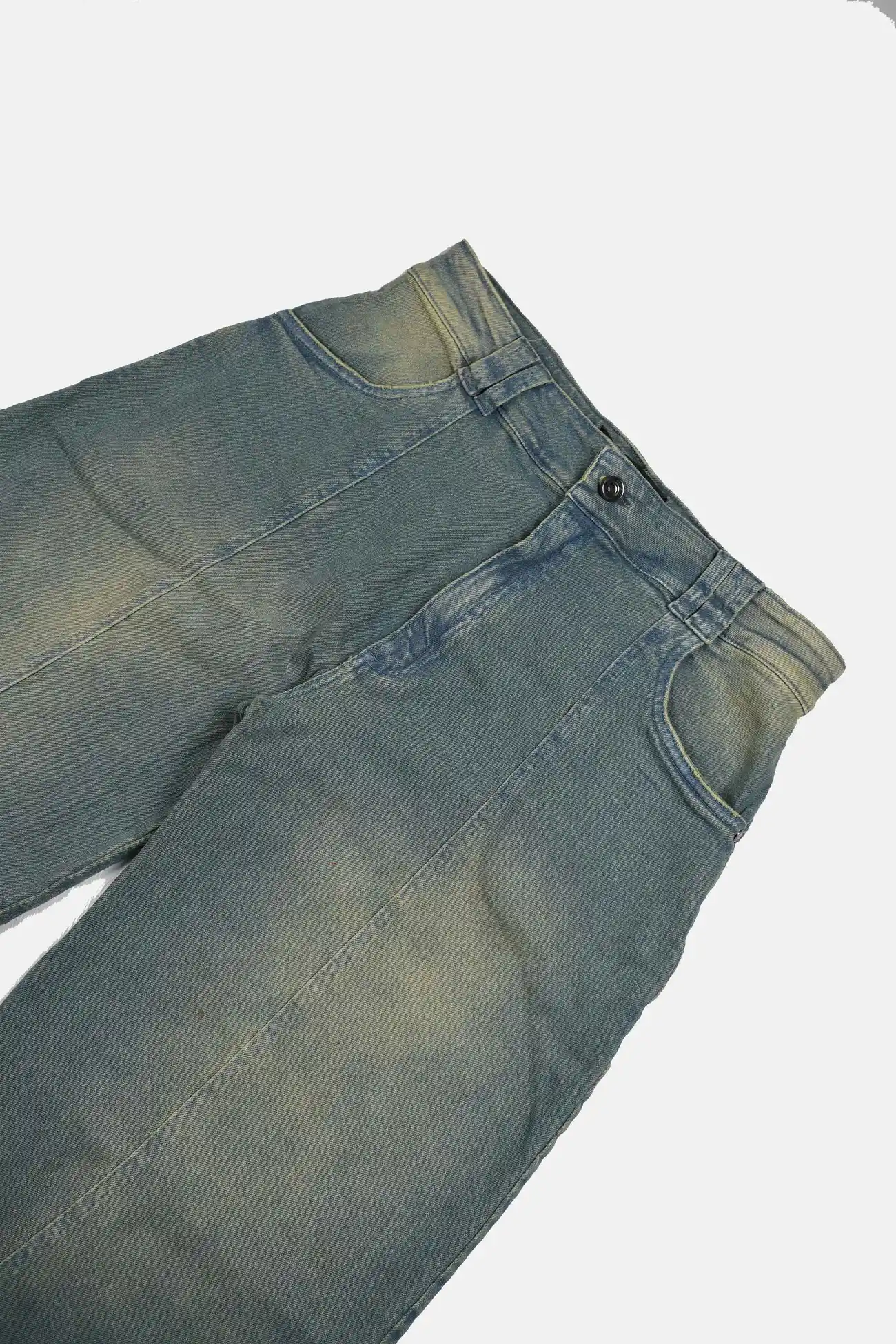 Calça Des Prezo Youth Damage Pants Baggy Wide Jeans Azul Esverdeado - imagem 3