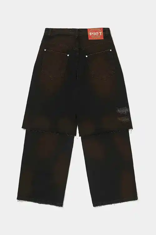 Calça PIET Layered Black Denim Trousers (Black)
