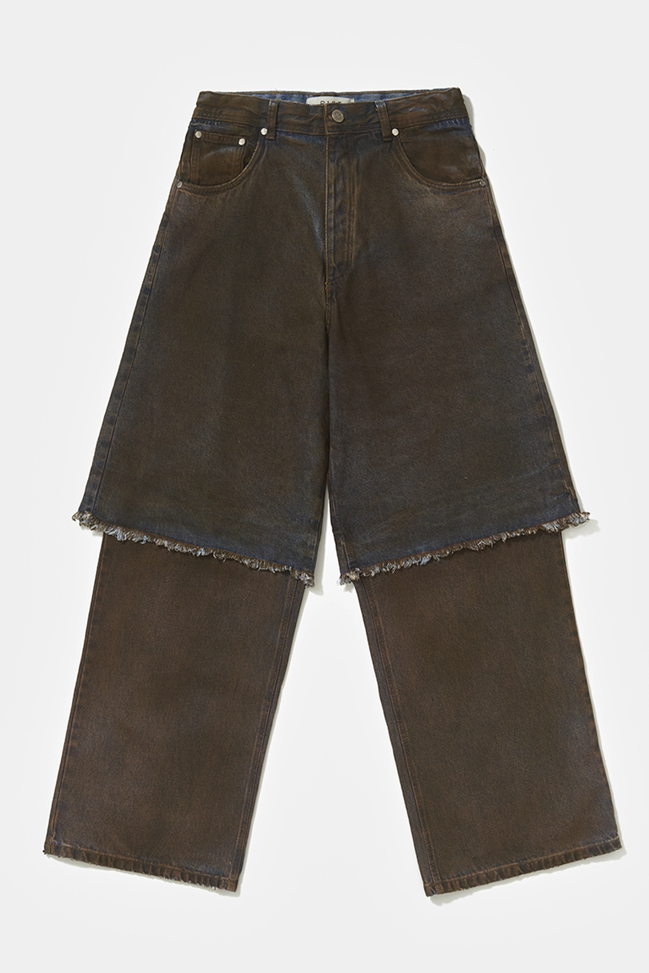 Calça PIET Overlayed Denim Trousers com Bermuda Oversized e Lavagem Suja - imagem 1