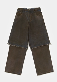 Calça PIET Overlayed Denim Trousers com Bermuda Oversized e Lavagem Suja - imagem 1