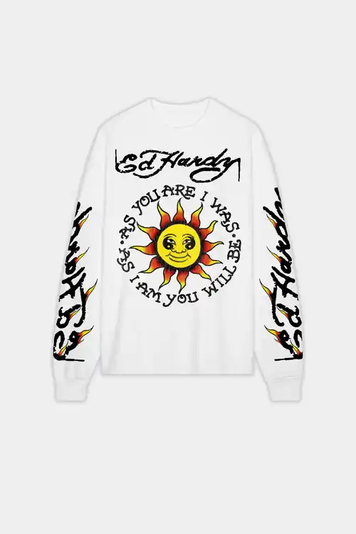 Camiseta Ed Hardy Suns Message Long Sleeve (White)