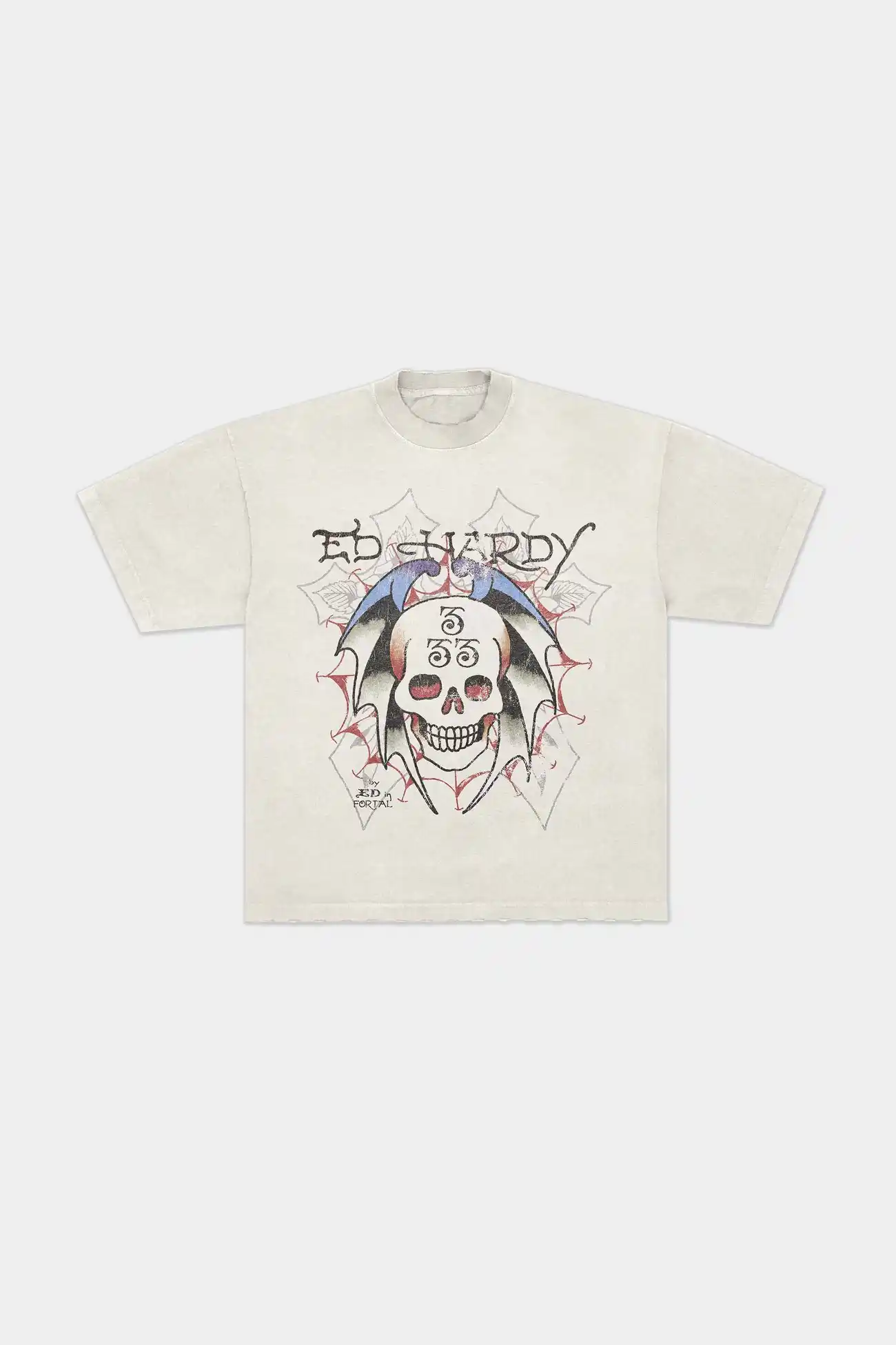 Camiseta Ed Hardy x Matuê Bat Skull Off White - imagem 1