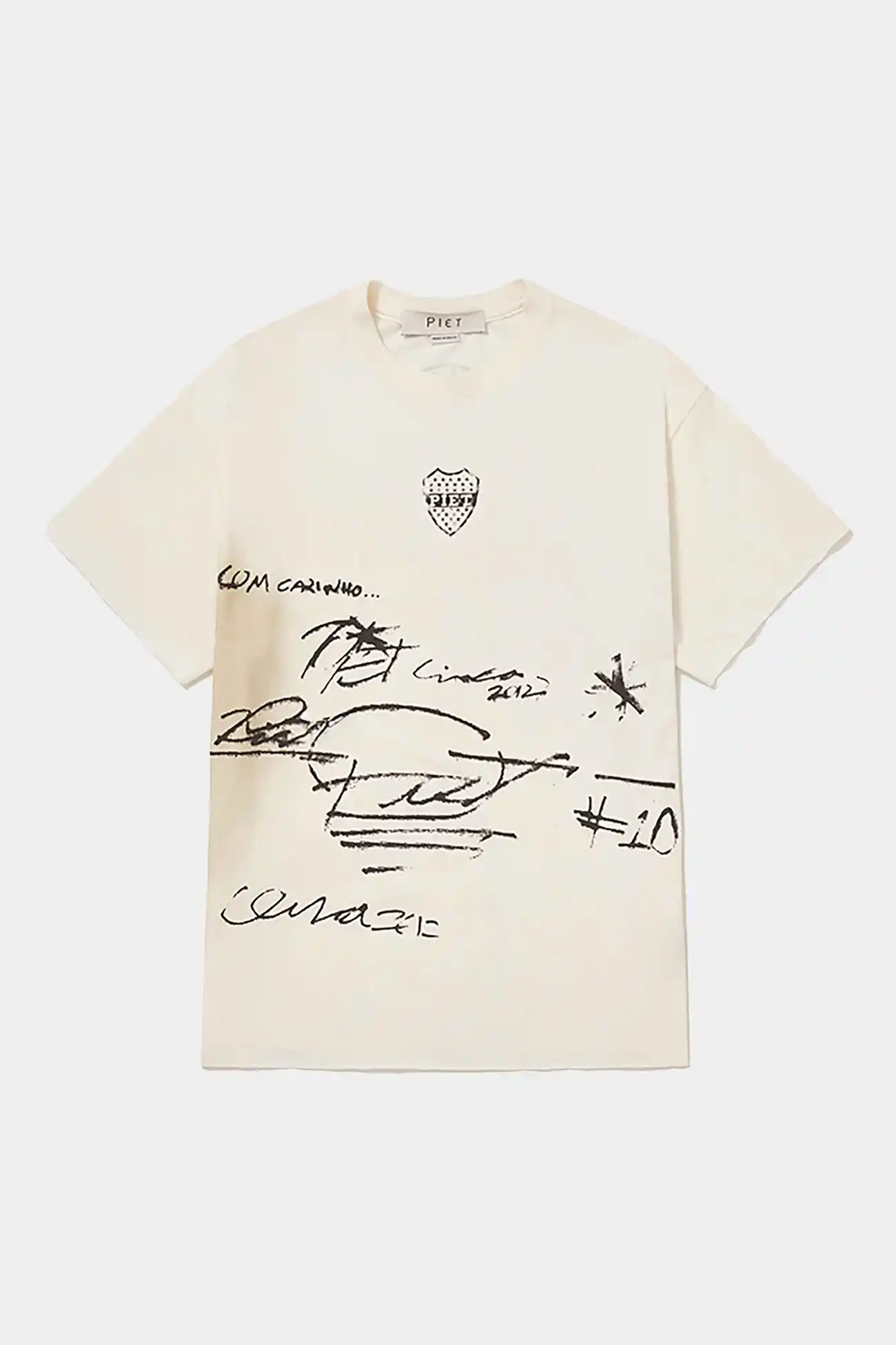 Camiseta PIET Autographed Raw Edge Bone White – Minimalismo e Autenticidade - imagem 1