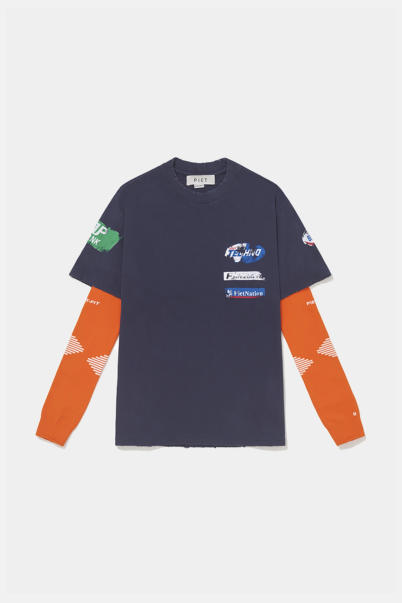 Camiseta PIET F.C Knitted Sleeve Navy/Orange –  Farmers League - imagem 1