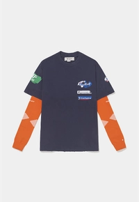 Camiseta PIET F.C Knitted Sleeve Navy/Orange –  Farmers League - imagem 1