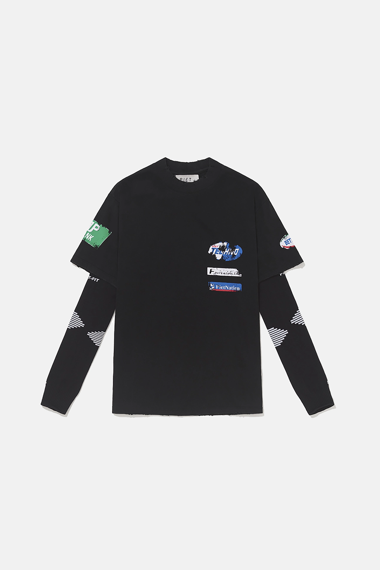 Camiseta PIET F.C Knitted Sleeve Vintage Black – Estilo Retrô da Farmers League - imagem 1