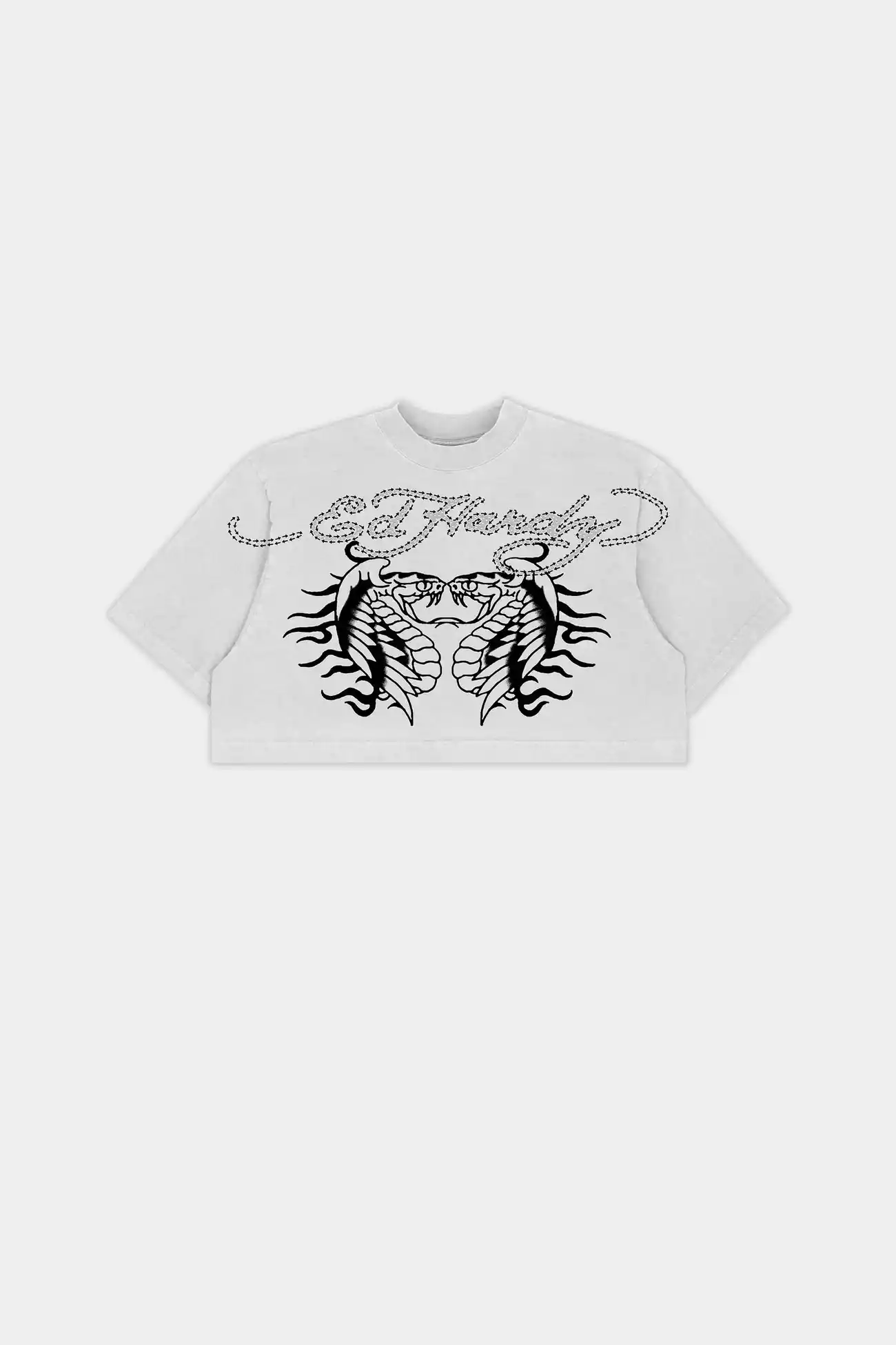 Cropped Ed Hardy Two Headed Snake White | Hipnoise - imagem 1