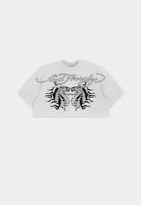 Cropped Ed Hardy Two Headed Snake White | Hipnoise - imagem 1