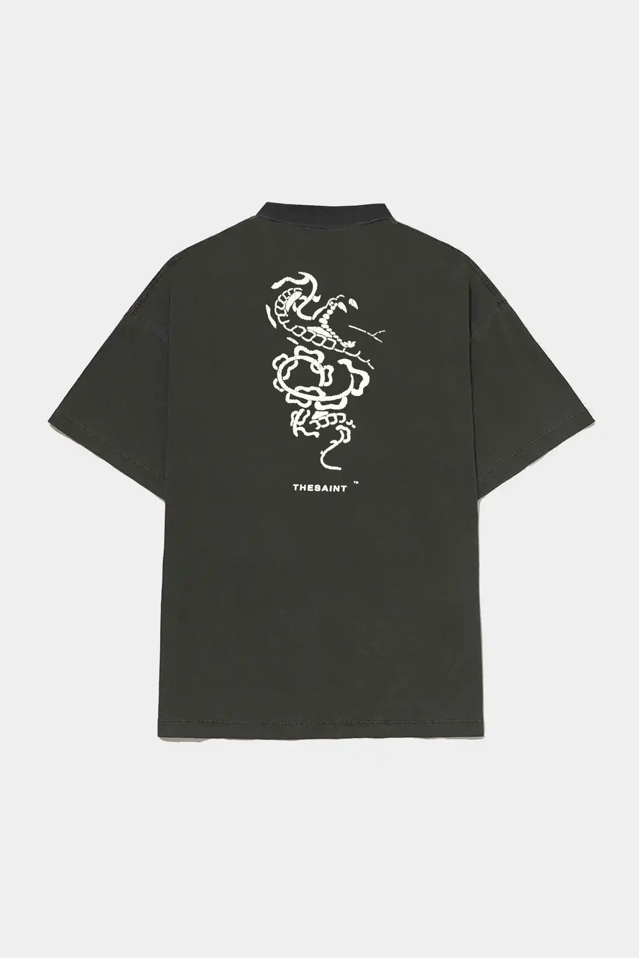 Polo TheSaint Guardião Stoned Black – Streetwear Oversized Conceitual - imagem 2