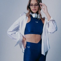 Conjunto Holi Shine — Top Cropped Nadador + Short Cintura V — Azul Royal - imagem 5