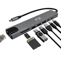 Hub Adaptador Type-c 8 em 1 Para HDMI - Type-c - USB 3.0 - USB 2.0- Micro SD - SD e LAN - imagem 2