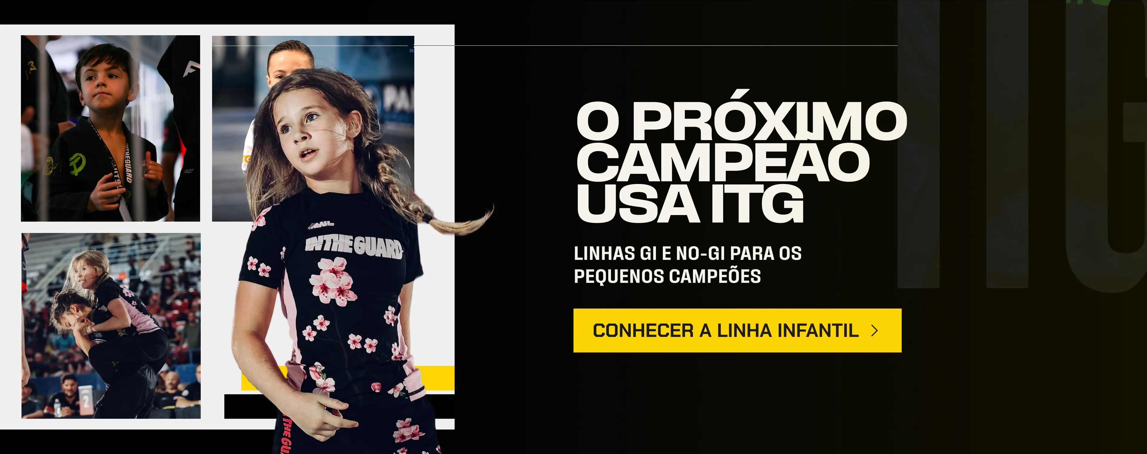 Banner o próximo campeão usa ITG - Linhas Gi e No-gi para os pequenos campeões