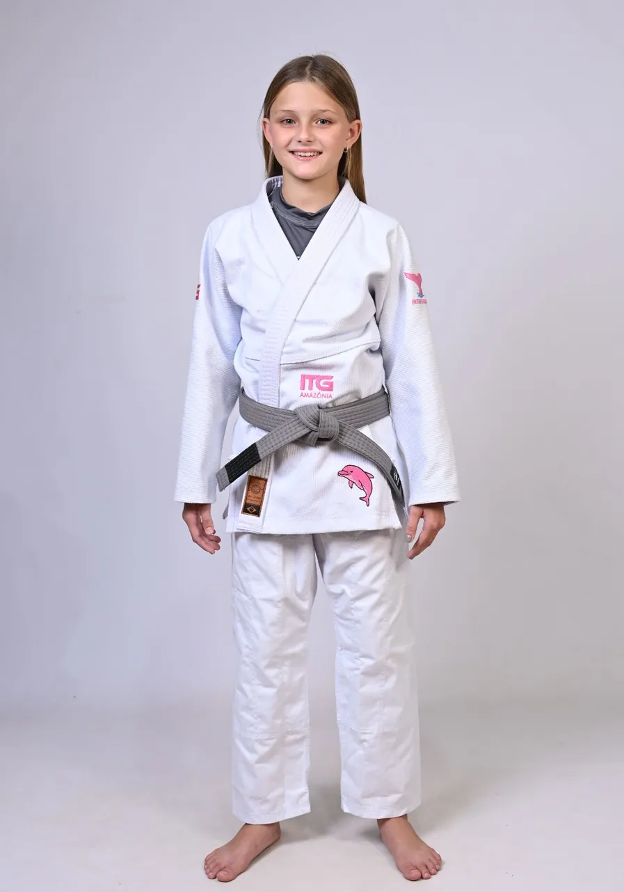Kimono Infantil ITG Amazônia Boto Rosa Branco