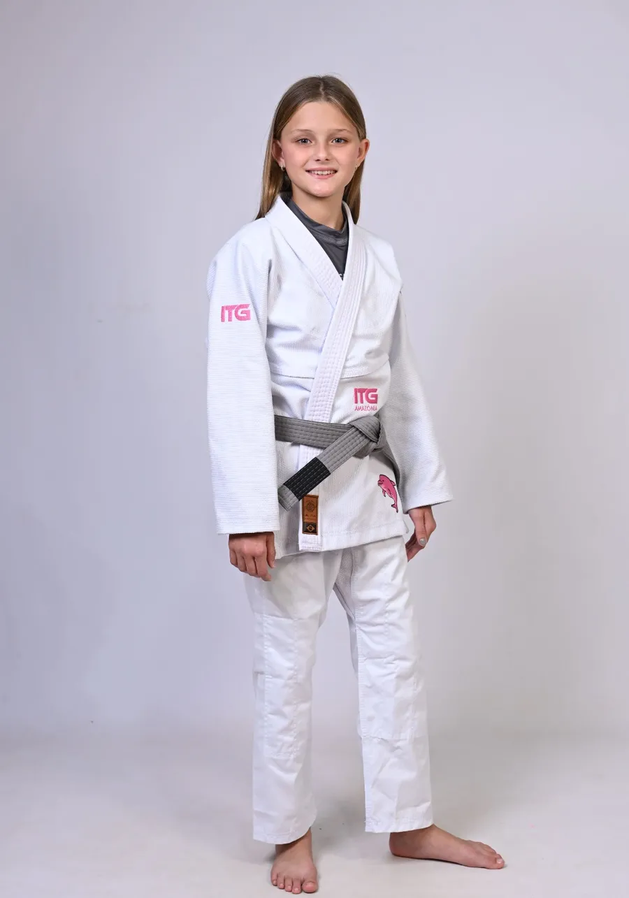 Kimono Infantil ITG Amazônia Boto Rosa Branco