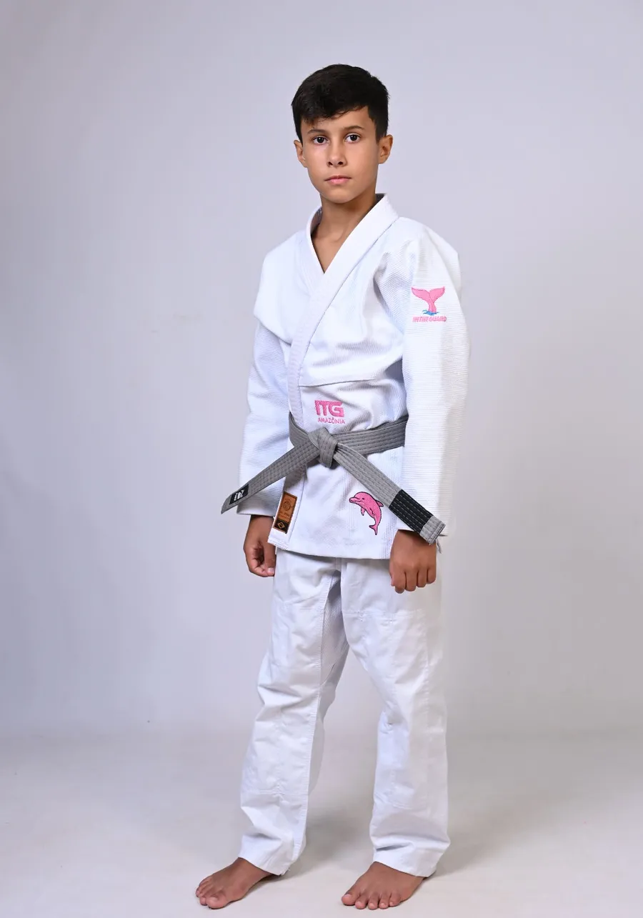 Kimono Infantil ITG Amazônia Boto Rosa Branco
