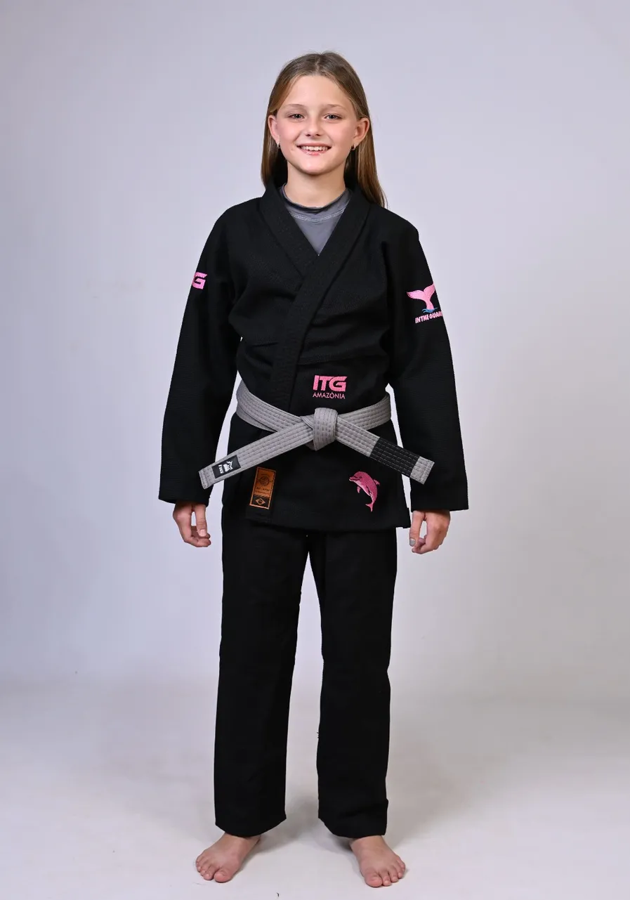 Kimono Infantil ITG Amazônia Boto Rosa Preto
