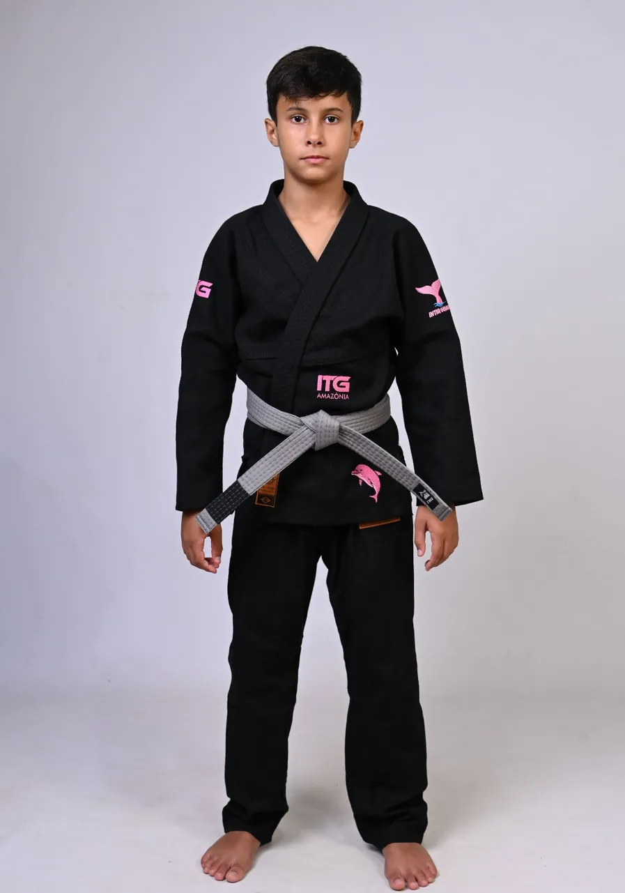 Kimono Infantil ITG Amazônia Boto Rosa Preto
