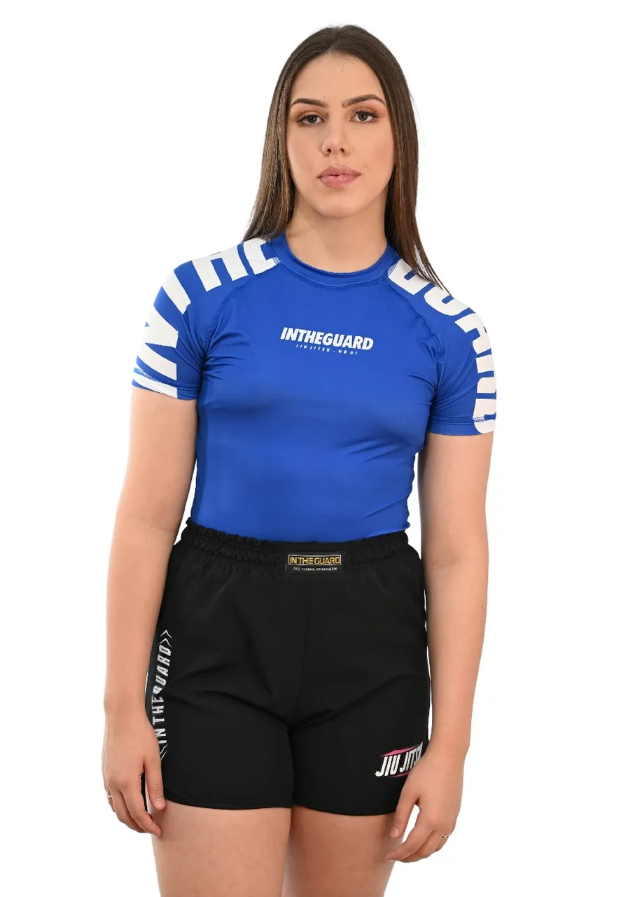 Rash Guard Feminina Cores Faixas Azul