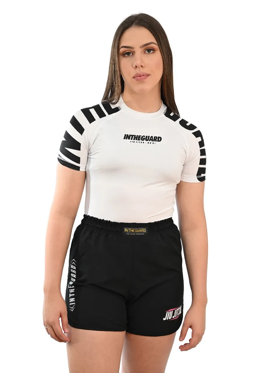 Rash Guard Feminina Cores Faixas Branca