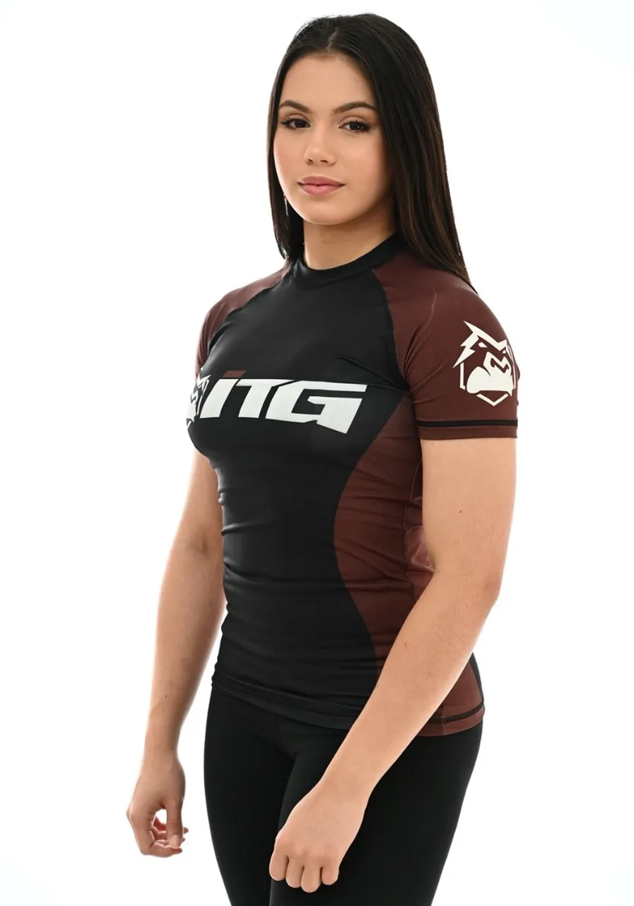 Rash Guard Feminina ITG Manga Curta Marrom