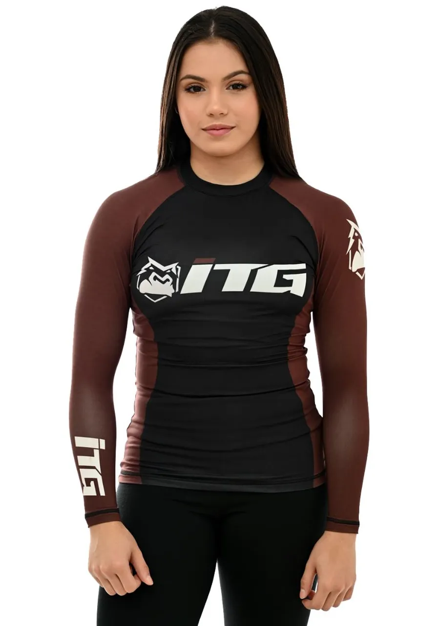 Rash Guards Feminina, ITG Manga Longa Marrom