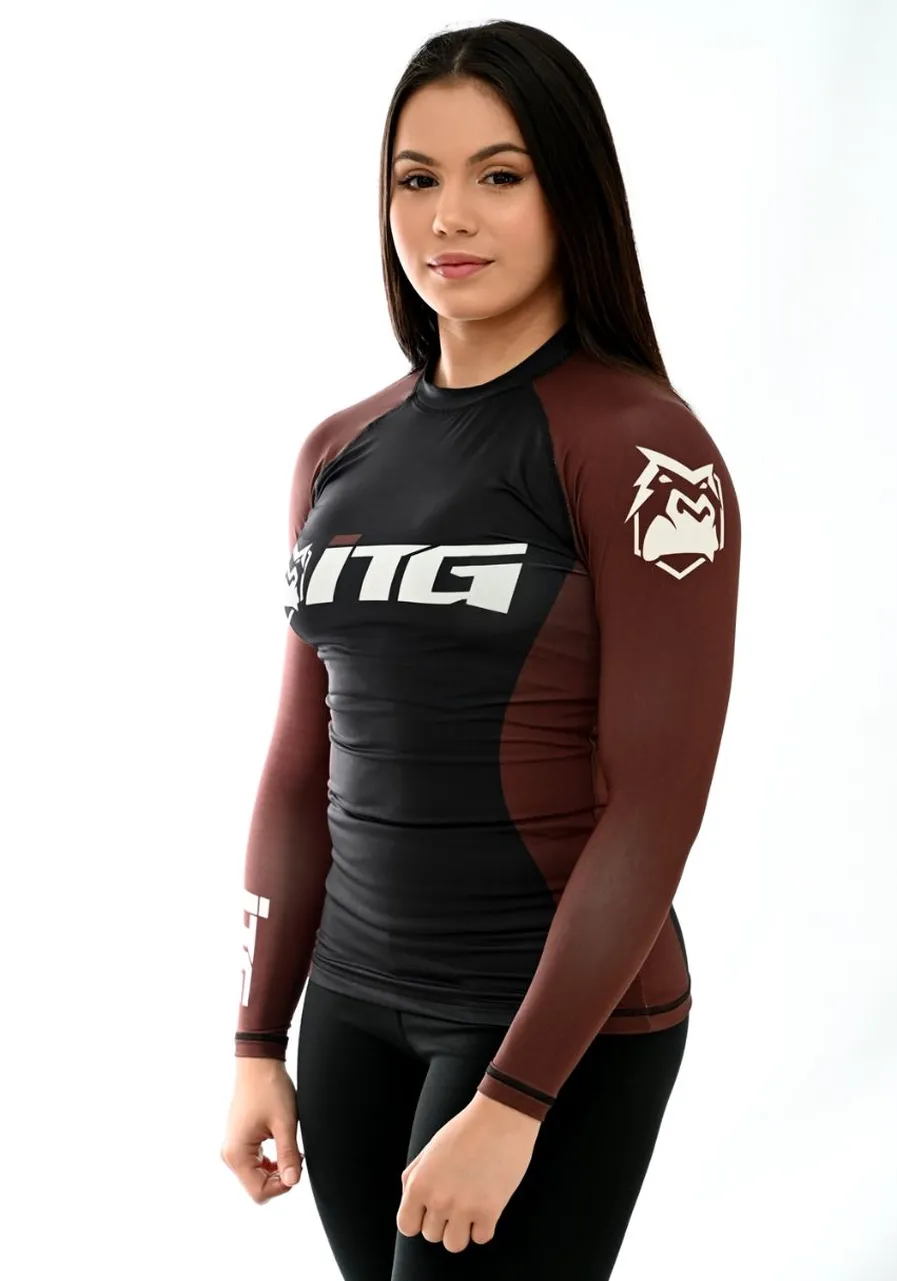 Rash Guards Feminina, ITG Manga Longa Marrom