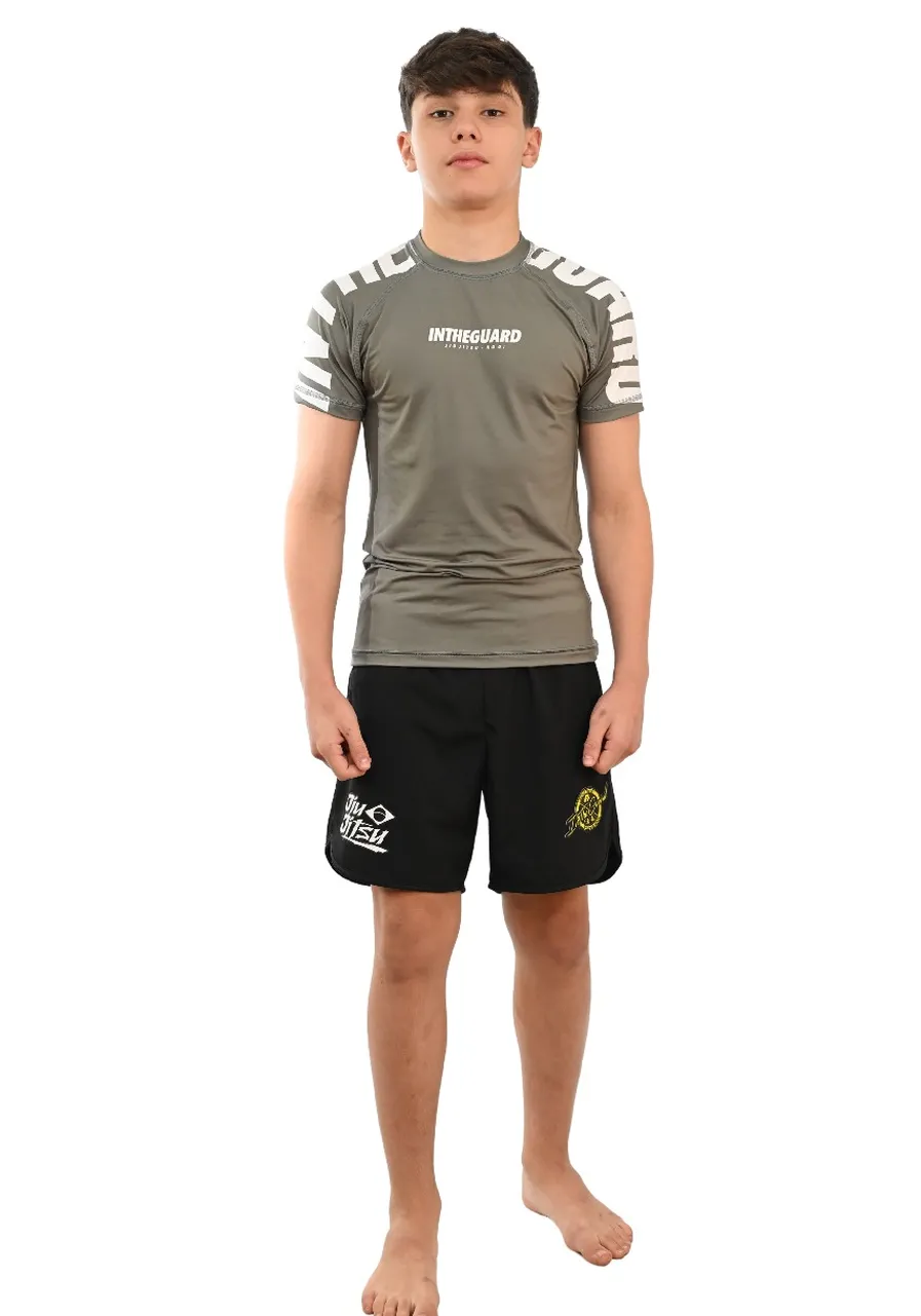 Rash Guard Infantil Cores Faixas Cinza