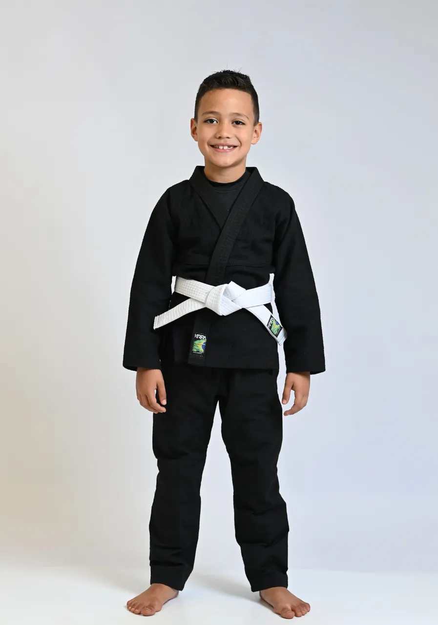 Kimono Infantil KRPA TRANÇADO e calça de Rip Stop  -  PRETO