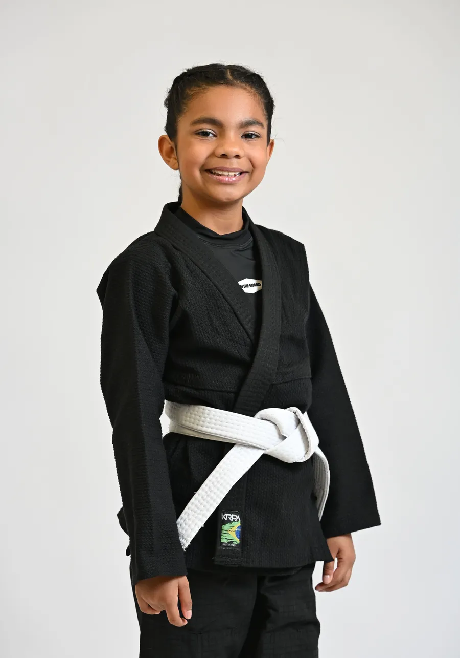 Kimono Infantil KRPA TRANÇADO e calça de Rip Stop GRÁTIS FAIXA BRANCA COM PONTEIRA  -  PRETO