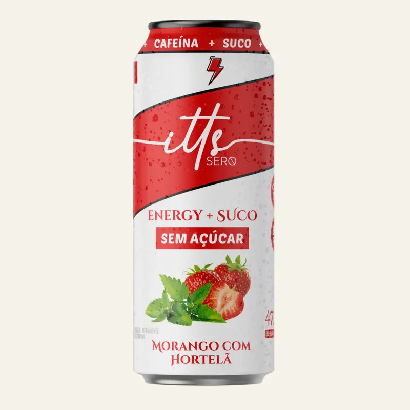 Itts Sero Energy Suco Sem Açúcar 473ml - Morango com Hortelã 