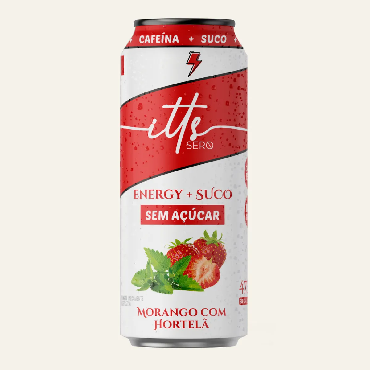 Itts Sero Energy Suco Sem Açúcar 473ml - Morango com Hortelã | Suplemento Energético Líquido