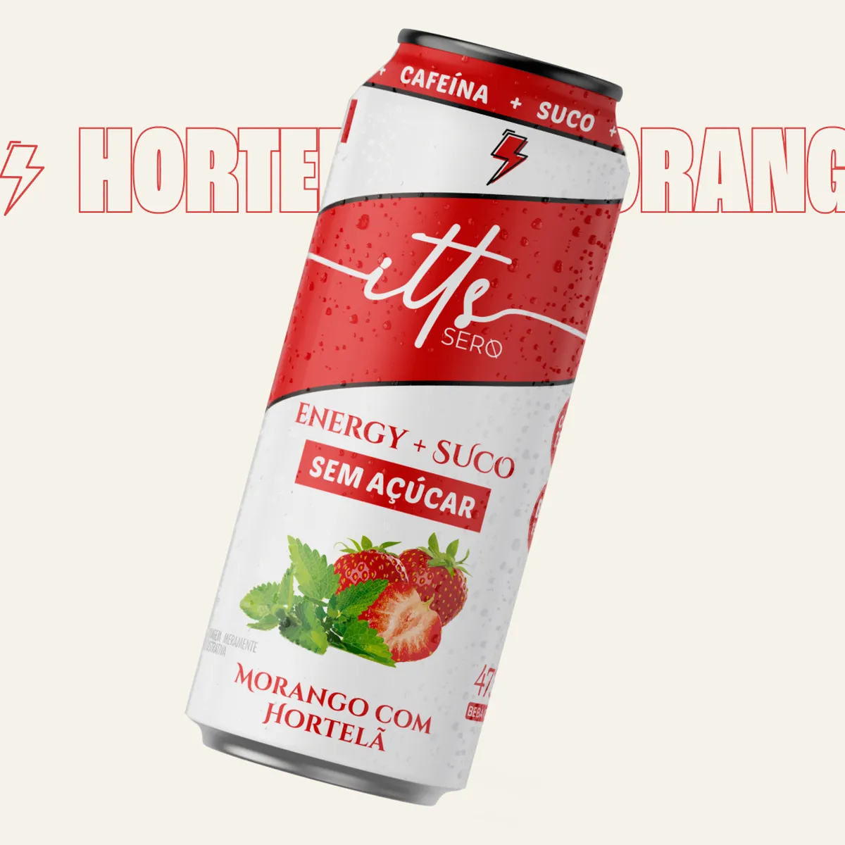 Itts Sero Energy Suco Sem Açúcar 473ml - Morango com Hortelã | Suplemento Energético Líquido