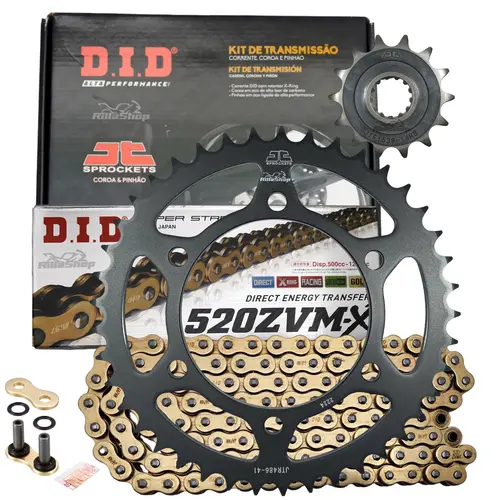 Kit Relação Premium Did Jt 520 Zvm-X 120 L 41/14 Kawasaki Ninja 400 2018 até 2024 e Z 400 2019 até 2024
